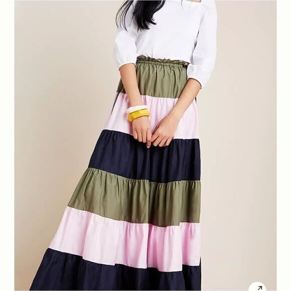 Anthropologie Penelope Tiered Maxi Skirt Size XS - Picture 4 of 9